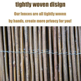 Landgarden Natural Willow Privacy Fence Screen, Wood Fence Rolls Cover for Outdoor Balcony Patio Garden Border, Eco-Friendly Willow Branches Panel, 5 Feet High x 9.8 Feet Long