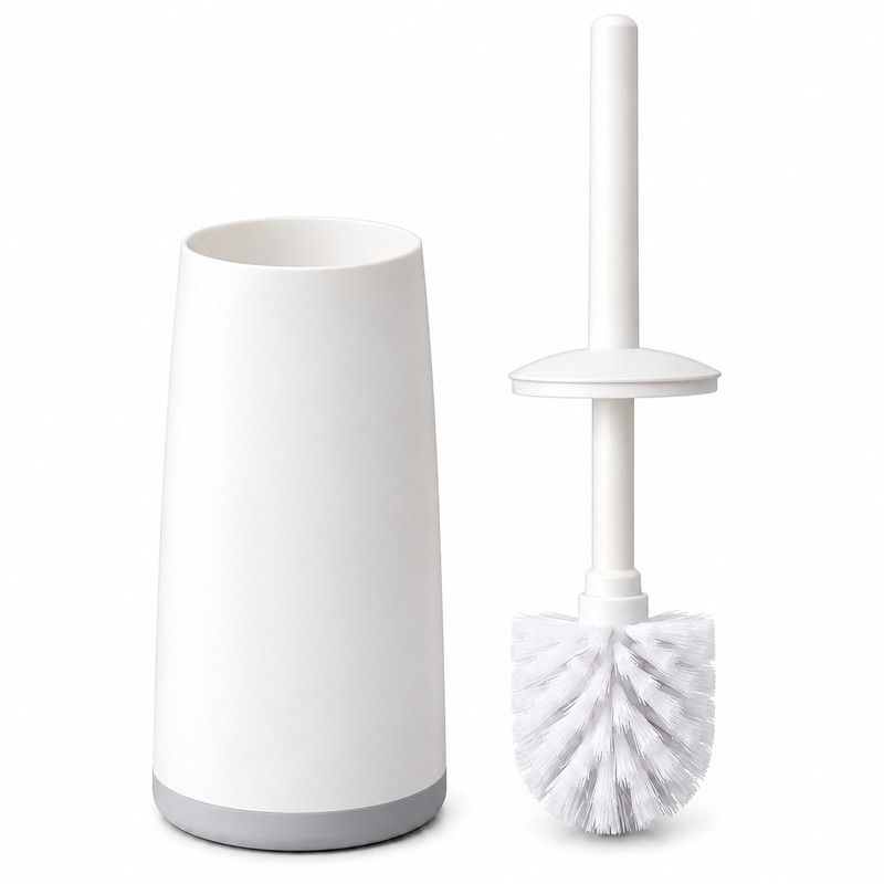 Long Handle Toilet Brush with Holder – 360° Round Bristle
