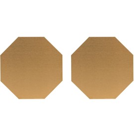 2Pcs Octagonal Stainless Steel Cup Mats, 9.5cmx9.5cm Gold Stainless Steel Coasters, Heat Resistant Coasters for Tabletop Protection