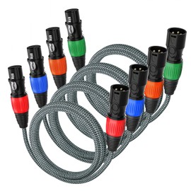 huaham XLR Cable 4 Pack 5 m Microphone Cable Nylon Braided XLR Male to Female Balanced 3-Pin Microphone Cable Compatible with Mixer, Recording Studio, Speaker Systems and More