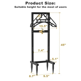 Outdoor Garden Hose Holder Freestanding with Brass Faucet And 4 Spikes, Heavy Duty Metal Water Hose Reel Stand Hanger Rack Organizer Holds Storage 150ft Hose for Outside Yard Lawn, Black