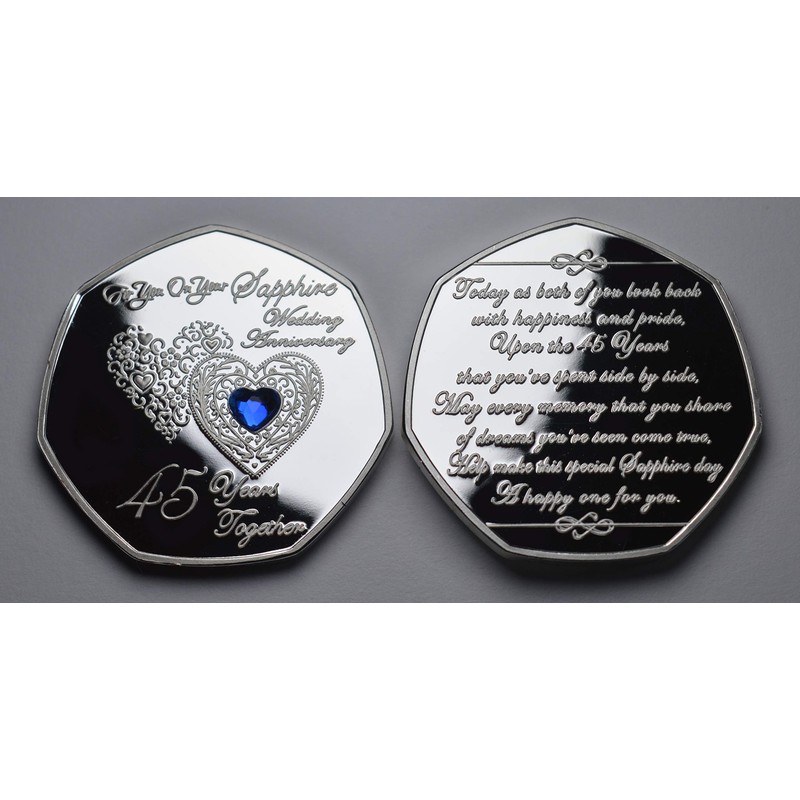 The Commemorative Coin Company 45th SAPPHIRE WEDDING ANNIVERSARY Silver Commemorative