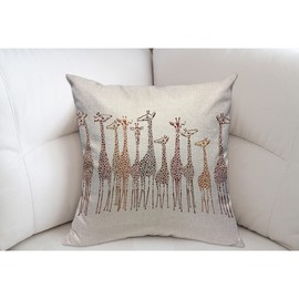 Mugod Giraffes Animal Cushion Cover Throw Pillow Covers Lovely Wild Cartoon Africa Safari Tall Group Crowded Spot Zoo Pillow Case for Men Women Decorative Home Sofa Chair Couch 45x45cm/18x18 Inch