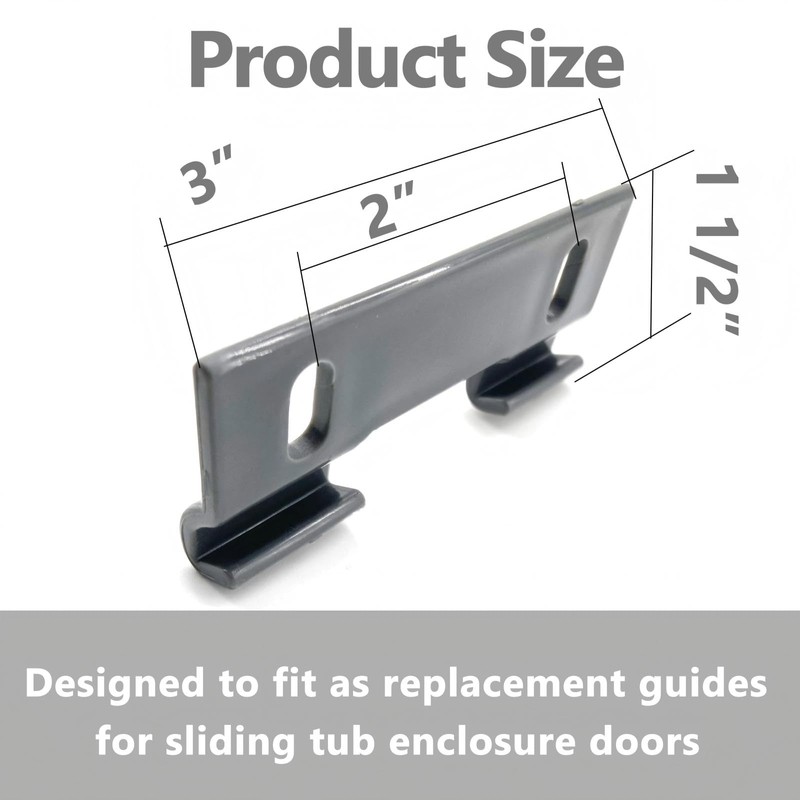 Auaurly 2 PCS Gray Plastic Shower Door Bottom Hook Guide