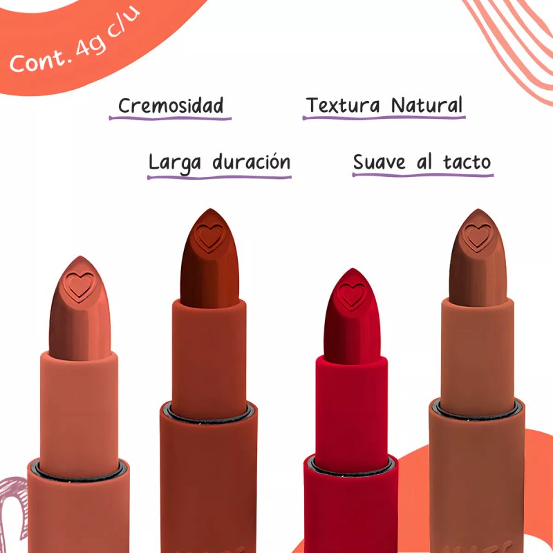 Yuya Set De Labiales En Barra Yuya Tonos Mate Larga