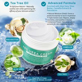 Aphesia Urea Cream 40 Percent For Feet Maximum Strength - plus Salicylic Acid 2% Foot Cream For Dry Cracked Heels Feet Knees - Dead Skin Cuticle Callus Remover Toenail Softener