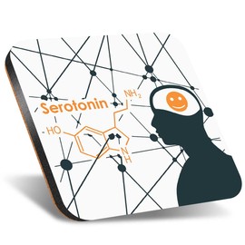 1 x Square Jumbo Size Coaster 12cm Serotonin Hormone Joy Cork Backed MDF Glossy Tea Coffee Accessory #60899