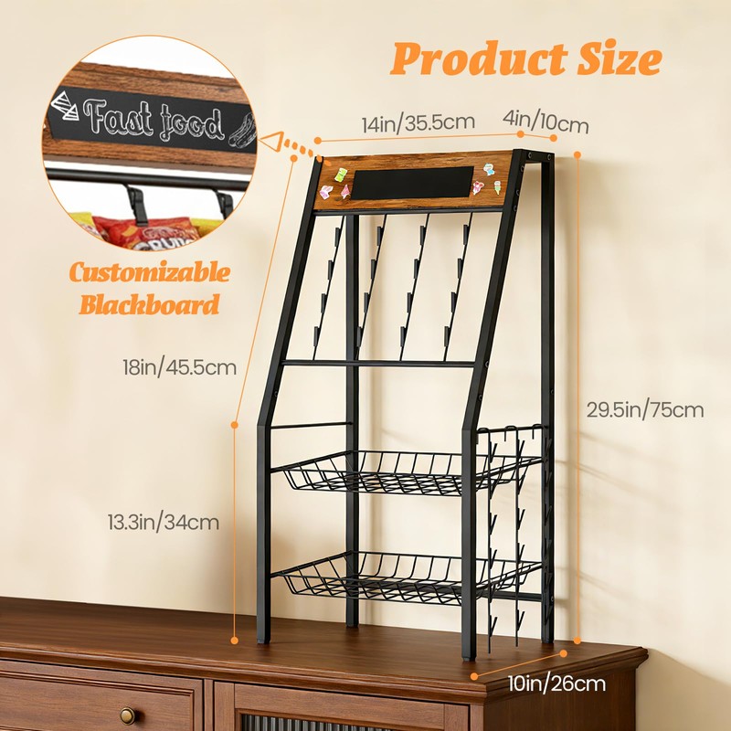 4 Tiers Snack Rack Display Stand - Chip Candy Organizer