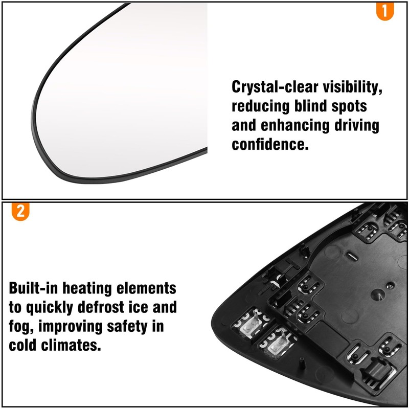 OWITAT Heated Mirror Glass Compatible with Toyota Camry 2012-2017/Avalon 2013-2018,Left