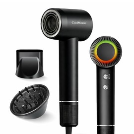 Bluelander Secadora de Cabello 1500W con Tecnología Iónica y Multiplicadora de Aire, 2 Velocidades y 4 Ajustes de Calor, Incluye Difusor y Boquilla, Ligera, Para Casa, Viaje o Salón (Negro)