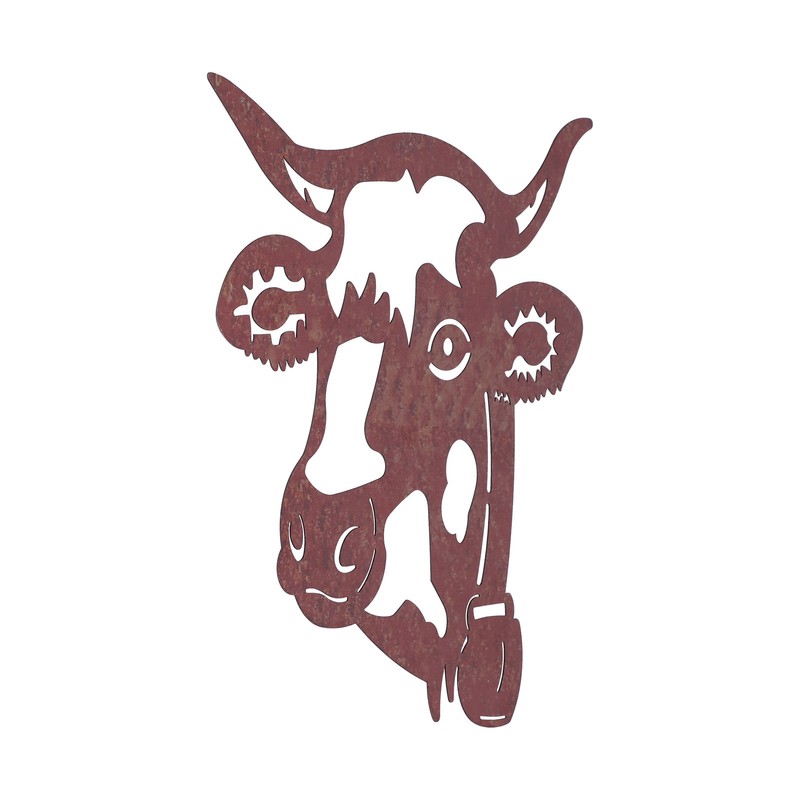Peeping Cow Head Shape Animal Stake Decorative Metal Stake Garden