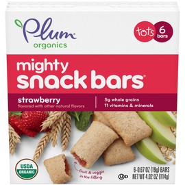 Plum Organics Mighty Snack Bars for Toddlers, Strawberry Fruit Snack Bar, 6 Count (Pack of 8)