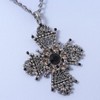 Vintage Inspired Filigree Diamante 'Cross' Pendant with Silver Tone Oval