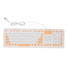 Foldable Silicone Keyboard 106 Keys Waterproof Dustproof Foldable USB Wired Silent Silicone Keyboard for PC Laptop Game Orange