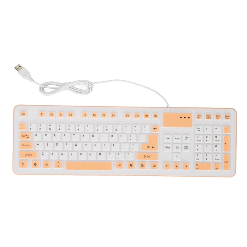 Foldable Silicone Keyboard 106 Keys Waterproof Dustproof Foldable USB Wired