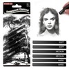 6 Pack Square Compressed Charcoal Pencils for Artists - Soft/Medium/Hard