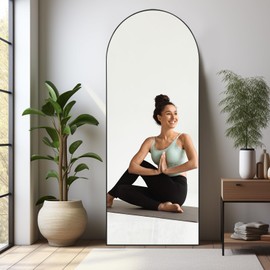 Anpark Black Arched Oversized Mirror Full Length with Stand 26" x 71" Large Full Body Dressing Mirror Standing Floor Mirror for Bedroom Wall Mounted Mirror for Living Room Home Decor