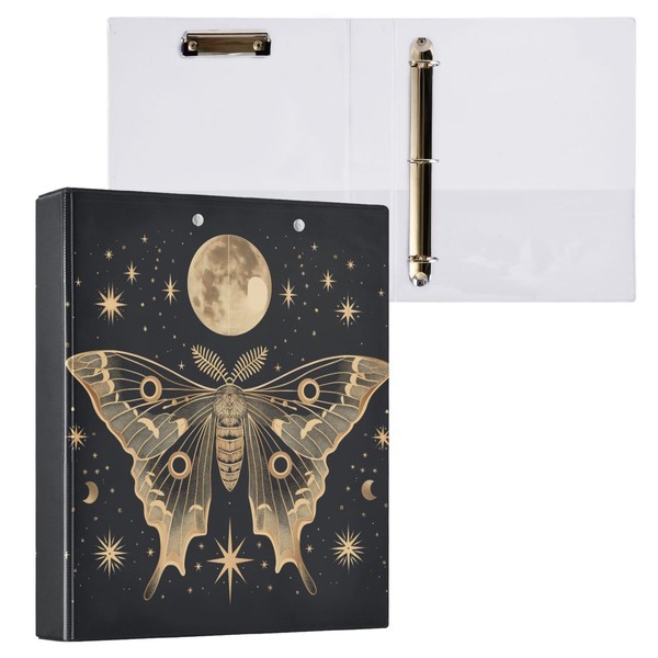 Sletend Moth Moon Printed 3-Ring Binder for School Office, 1.5