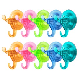 Antimbee 10 Pack Suction Cup Hooks, Reusable Suction Holder Hanging up to 11 lbs, Multi Color Suction Cup Hanger for Shower, Bathroom, Glass, Door, Windows, Kitchen