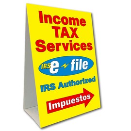 Income Tax Services E-File (Arrow) Economy A-Frame Sign 2 Feet Wide by 3 Feet Tall (Made in The USA)