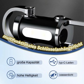 Superhelle Mini-Schlüsselanhänger-Taschenlampe Wasserdichtes Schlüsselanhänger-Taschenlampen-Ladegerät LED-Mini-Taschenlampe Schlüsselanhänger Taschenlampe USB Wiederaufladbare Outdoor Camping Taschen