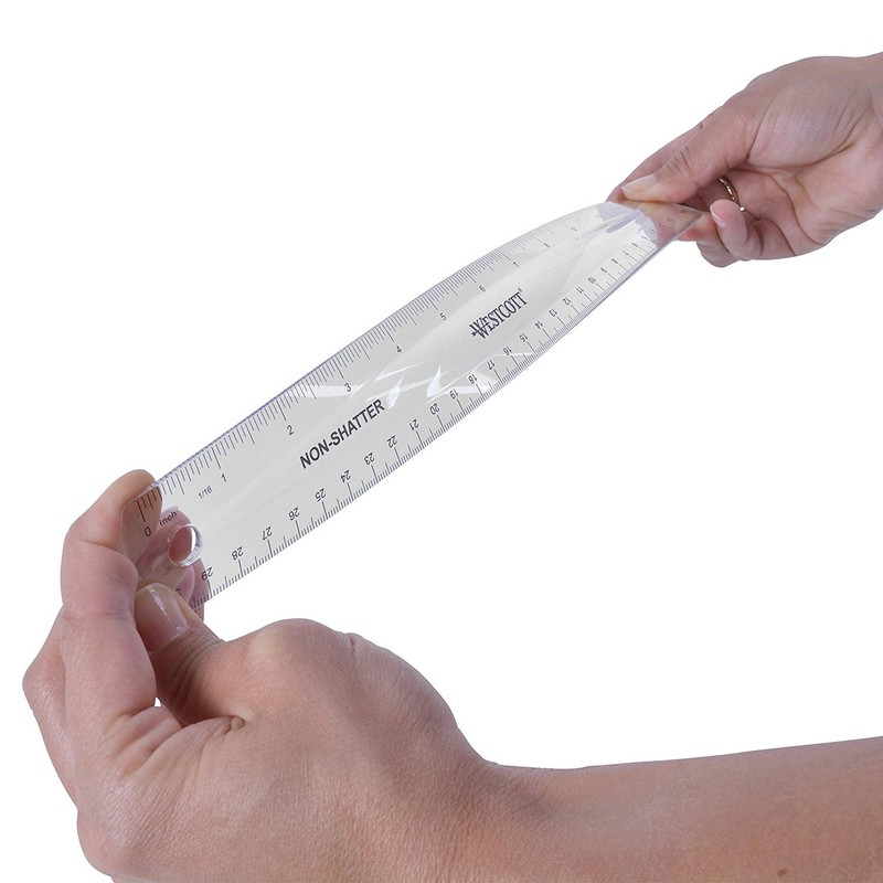 Westcott English and Metric Shatterproof Ruler, Clear, 12"