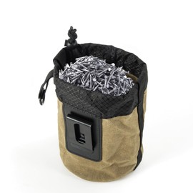 Tool Pouch with Belt Clip, Waxed Canvas Nail Pouch, 5 x 5 x 8 Inch Rounded Electrician Tool Bag with Stand up Base Clip on Organizer for Carpenters, Hardware, Screws & Nails Storage (Green)