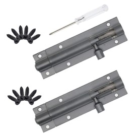 Joyangy 3 Inch Black Slide Barrel Bolt Latch, Aluminum Alloy Slide Door Latch Lock, Heavy Duty Gate Sliding Bolt Latch Lock for Home Yard Garden Door Security, with Screws, 2pcs