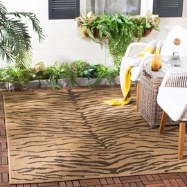 SAFAVIEH Courtyard Collection 6'7" x 9'6" Gold / Natural CY6953 Indoor/ Outdoor Waterproof Easy Cleaning Patio Backyard Mudroom Area Rug