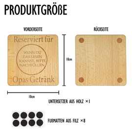 Suguru Wooden Coasters Reserved for Grandpa's Drinks, Non-Slip, Heat-Resistant, Washable Coasters, Funny Coasters for Drinks, Bar, Cups, Glasses, Gift for Mother's Day, Father's Day (Grandpa)