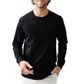 Cozy Earth Men’s Pullover Crew Neck Sweatshirt - Lightweight Viscose from Bamboo Blend - Ultra Soft Brushed Fabric Crewneck Sweater for Men - Black X-Large