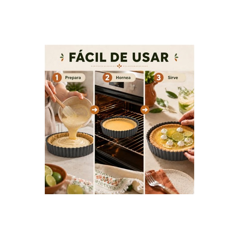 4 Pcs Moldes Desmontable Para Hornear Tartas Pan Pasteles