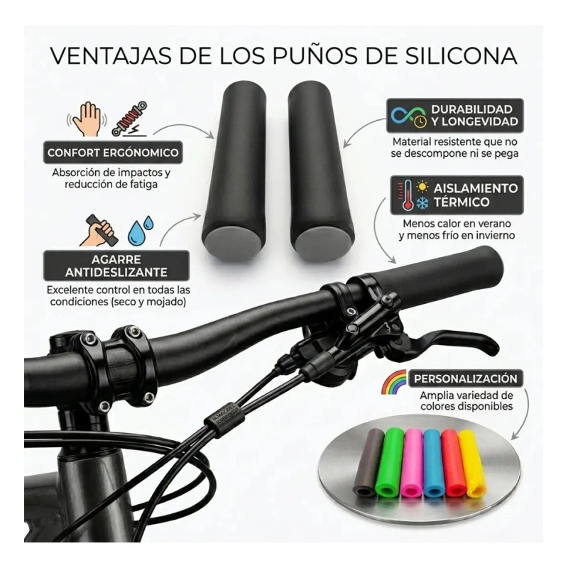 Par Puño Suave Bicicleta Silicon Bmx Ruta Urbana Antideslizante Negro
