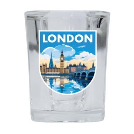 R and R Imports London England Design A Souvenir 2.5 Ounce Shot Glass Square Single