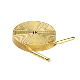 [YaoooosF] Shoelaces, Flat Laces, Leather Shoelaces for Sneakers, Athletic, 47.2 inches (120 cm), Pack of 2 Microfiber Metal Head (Laser Gold), Silver