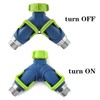 Garden Hose Splitter, 2 Way Lever Flow Through Valve Connector,