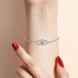 KunBead Infinity Initial S Letter Bracelet Silver Alphabet Love Bracelets Stainless Steel Adjustable Birthday Bracelet