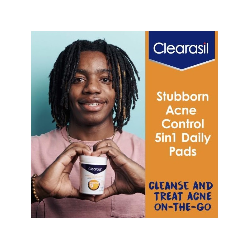 Clearasil Ultra 5 in 1 Acne Face Wash Pads, 90