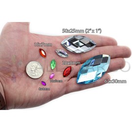 Allstarco 15x7mm Brown Smokey Topaz .SZ Navette Flat Back Acrylic Rhinestones Marquise Gems for Crafts Horse Eye Costume Embelishments Card Making Jewels Jewelry Making Cosplay Jewels 40 Pieces