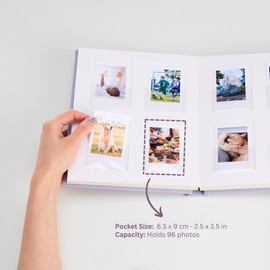 Occasional Motto 96 Pockets Linen Hardcover Photo Album, Wedding Guest Book With Writing Space - Fits for Instax Mini Film, 2x3 inch instant photo film (Cream Beige)