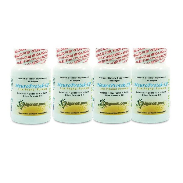 Algonot NeuroProtek Low Phenol: The only liposomal Luteolin Products Using Olive Pomace Oil. 4 Pack Combination of Luteolin, Quercetin & Rutin in Olive Pomace Oil (Reduced Price Bundle)