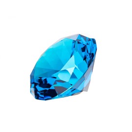 CLICK2GO 3” / 80 mm Turquoise Diamond Shaped Glass Crystal Paperweight –Home Office Decor & Valentine's Day Gift Wedding Favors Centerpieces Decoration with Gift Box