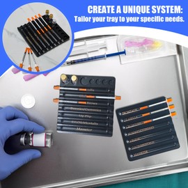 Aesthetic Practitioner Syringe Tray with Slot Label, Bamboo Aesthetic Physician Syringe Preparation Tray, Syringe Tray for Aestheticians and Nurses, Syringe Storage Tray with 7 Flutes (2PCS-Black)