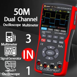 3 in 1 Handheld Oscilloscope Multimeter DDS Generator, 2 Channels, 50MHz Bandwidth 280MSa/s Sampling Rate, 25000 Counts Digital Multimeter, Voltage, Current, Capacitor, Resistor, Diode Test