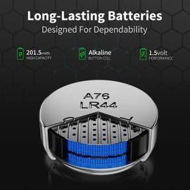 NICEBATT A76 357/303 LR44 Batteries 12 Pack, AG13 L1154F 357 303 SR44 76A Premium Alkaline 1.5V Button Coin Cell Battery