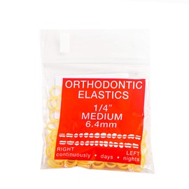 JMU Orthodontic Elastics 1/4 Medium, 100 Pack Intraoral Elastic Bands Latex Dental Rubber Bands Made in USA