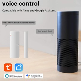 WiFi Door Sensor, Smart Window Door Sensor Alarm, Contact Sensor for Home Security, Wireless Magnetic Door Open Detector and Remote Notification Compatible with Alexa and Google Assistant-2pack