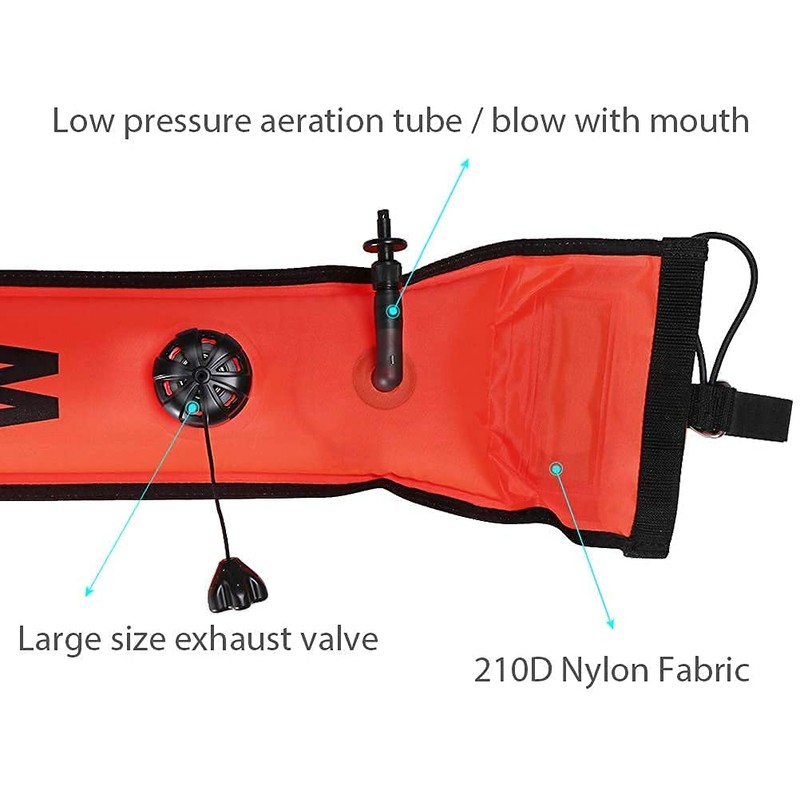 5ft Red Scuba Diving Open Bottom Surface Marker Buoy (SMB)