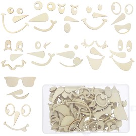 Burbell 24 Pcs Wooden Snowman Face Blank Craft Kit with Storage Box Festival Snowman Wooden Crafts for Christmas Home Wall Decoration Party Supplies Handmade Activities