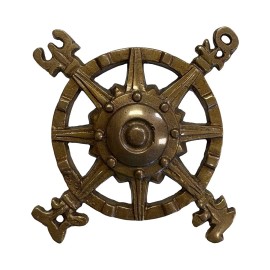 4-1/2" Compass Rose Paperweight, Antiqued Brass, Nautical Office Decor